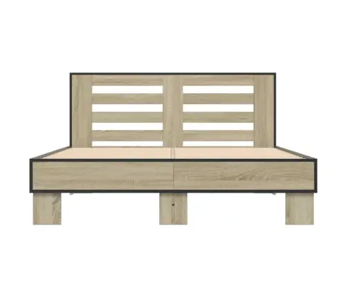 Gultas Rāmis, Ozola Krāsā, 140X190Cm, Inženierijas Koks, Metāls Vidaxl
