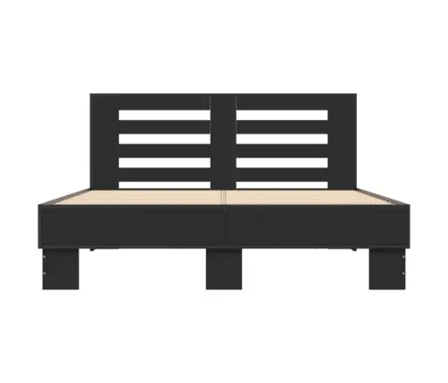Gultas Rāmis, Melns, 135X190 Cm, Inženierijas Koks, Metāls Vidaxl