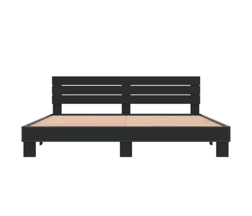 Voodiraam, Must, 200 X 200 cm Tehispuit Ja Metall