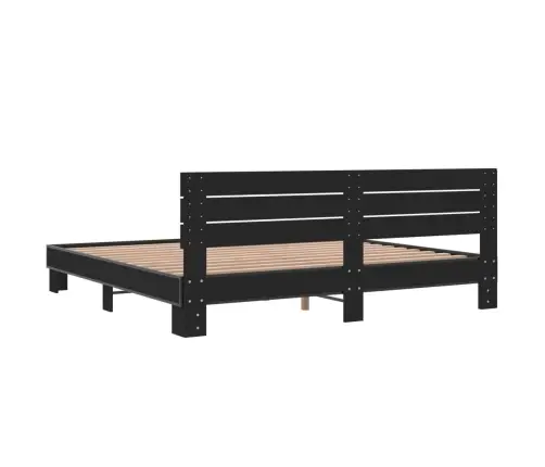 Voodiraam, Must, 200 X 200 cm Tehispuit Ja Metall