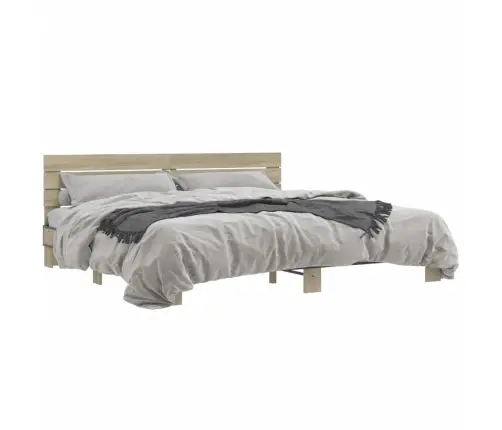 Voodiraam, Sonoma Tamm, 200 X 200 cm Tehispuit Ja Metall