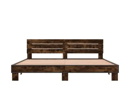 Voodiraam, Suitsutatud Tamm, 200 X 200 cm Tehispuit Ja Metall