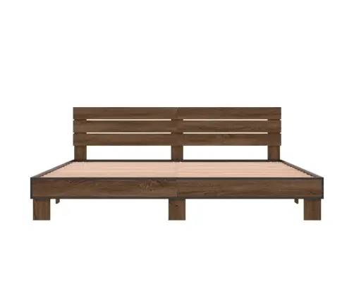 Gultas Rāmis, Brūna Ozola, 200X200Cm, Inženierijas Koks, Metāls Vidaxl