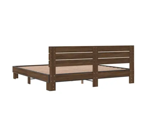 Gultas Rāmis, Brūna Ozola, 200X200Cm, Inženierijas Koks, Metāls Vidaxl
