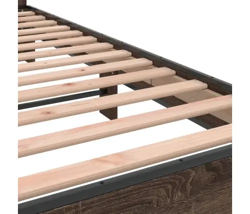 Gultas Rāmis, Brūna Ozola, 150X200Cm, Inženierijas Koks, Metāls Vidaxl