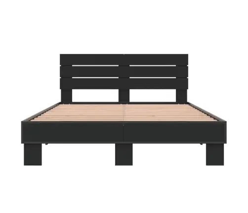 Gultas Rāmis, Melns, 140X200 Cm, Inženierijas Koks, Metāls Vidaxl