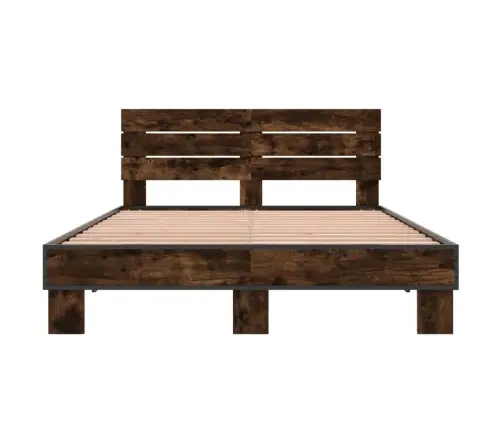 Gultas Rāmis, Ozola Krāsā, 120X200Cm, Inženierijas Koks, Metāls Vidaxl