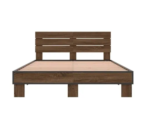 Voodiraam, Pruun Tamm, 120 X 200 cm Tehispuit Ja Metall