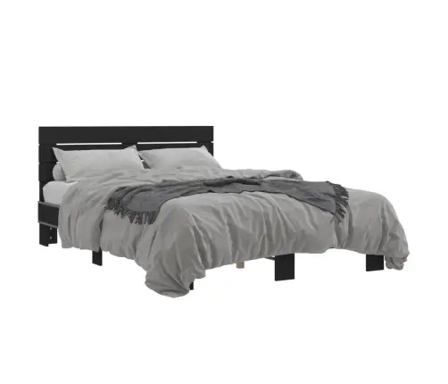 Gultas Rāmis, Melns, 135X190 Cm, Inženierijas Koks, Metāls Vidaxl