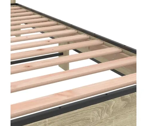 Voodiraam, Sonoma Tamm, 135 X 190 cm Tehispuit Ja Metall