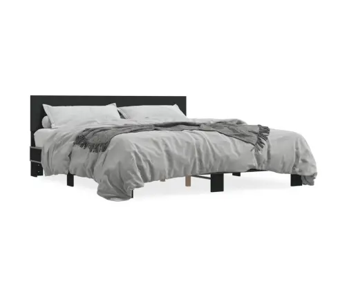 Voodiraam, Must, 200 X 200 cm Tehispuit Ja Metall