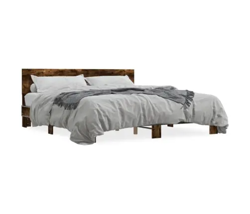 Gultas Rāmis, Ozola Krāsā, 200X200Cm, Inženierijas Koks, Metāls Vidaxl