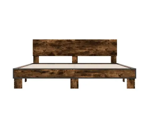 Gultas Rāmis, Ozola Krāsā, 200X200Cm, Inženierijas Koks, Metāls Vidaxl