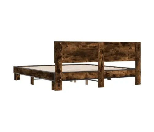 Gultas Rāmis, Ozola Krāsā, 200X200Cm, Inženierijas Koks, Metāls Vidaxl