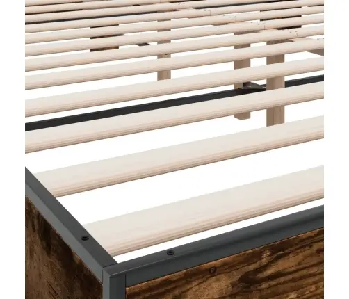 Gultas Rāmis, Ozola Krāsā, 200X200Cm, Inženierijas Koks, Metāls Vidaxl