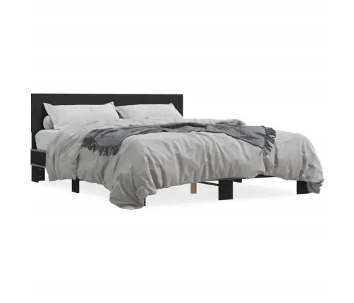 Gultas Rāmis, Melns, 160X200 Cm, Inženierijas Koks, Metāls Vidaxl