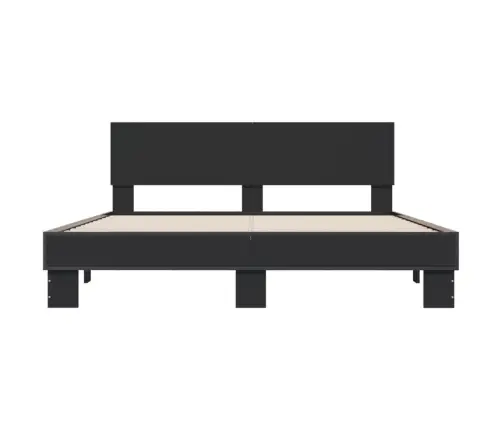 Gultas Rāmis, Melns, 160X200 Cm, Inženierijas Koks, Metāls Vidaxl