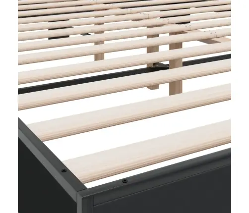 Gultas Rāmis, Melns, 160X200 Cm, Inženierijas Koks, Metāls Vidaxl