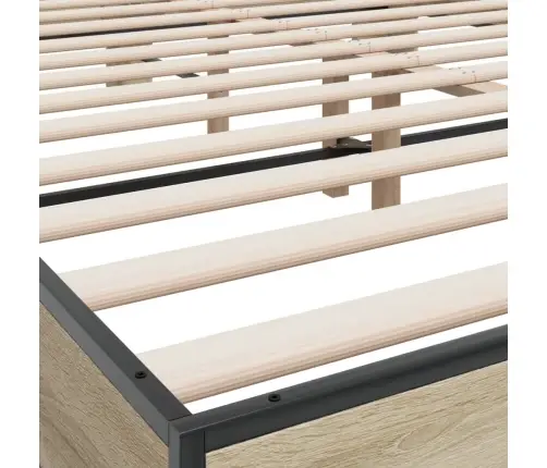 Gultas Rāmis, Ozola Krāsā, 160X200Cm, Inženierijas Koks, Metāls Vidaxl
