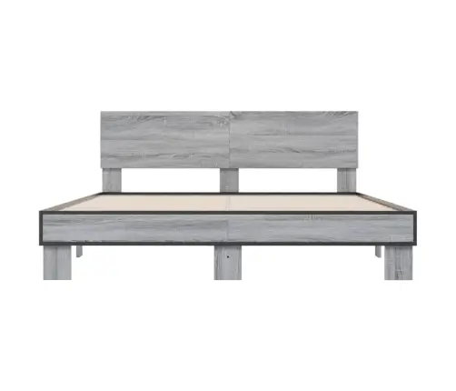 Voodiraam, Hall Sonoma Tamm, 160 X 200 cm Tehispuit Ja Metall