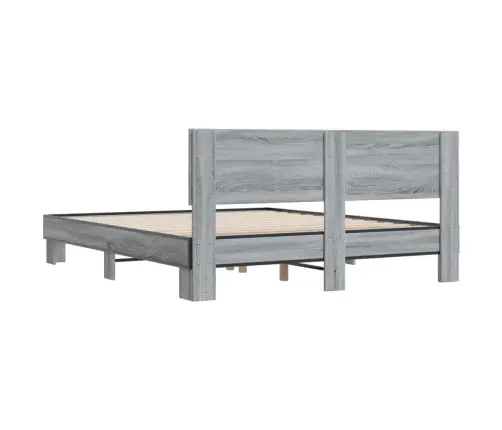 Voodiraam, Hall Sonoma Tamm, 160 X 200 cm Tehispuit Ja Metall