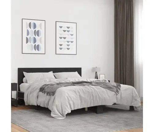 Lovos Rėmas, Juodas, 150X200cm Apdirbta Mediena Ir Metalas