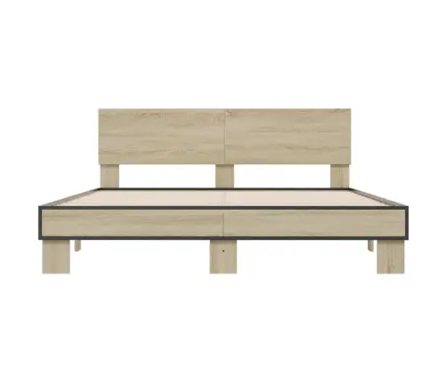 Voodiraam, Sonoma Tamm, 150X200 cm Tehispuit Ja Metall