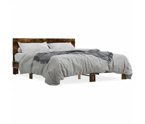 Gultas Rāmis, Ozola Krāsā, 150X200Cm, Inženierijas Koks, Metāls Vidaxl