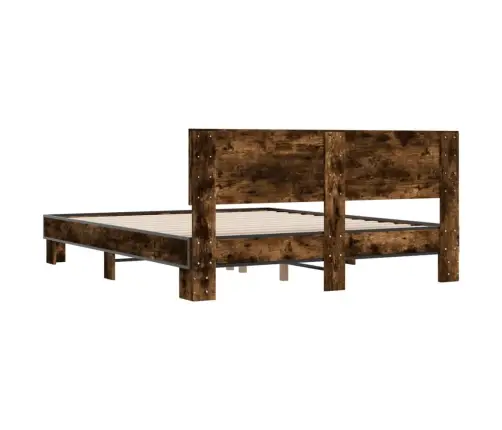 Gultas Rāmis, Ozola Krāsā, 150X200Cm, Inženierijas Koks, Metāls Vidaxl