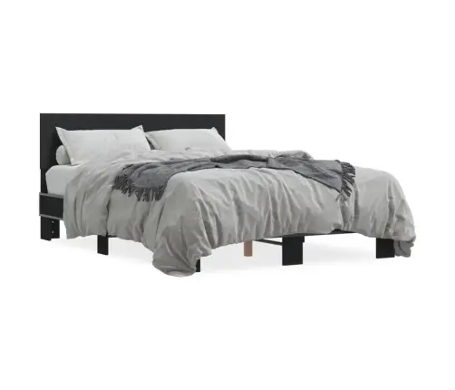 Gultas Rāmis, Melns, 140X200 Cm, Inženierijas Koks, Metāls Vidaxl