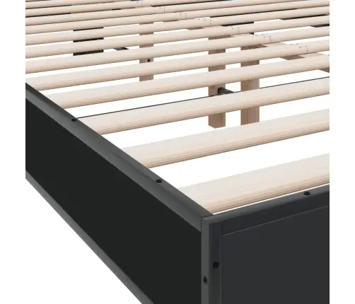 Gultas Rāmis, Melns, 140X200 Cm, Inženierijas Koks, Metāls Vidaxl