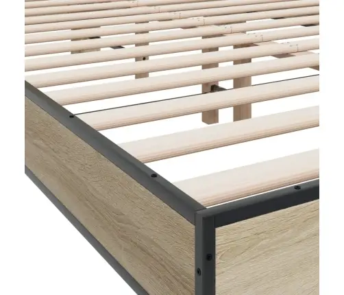 Gultas Rāmis, Ozola Krāsā, 120X200Cm, Inženierijas Koks, Metāls Vidaxl