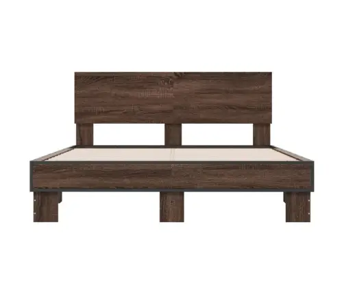 Voodiraam, Pruun Tamm, 120 X 200 cm Tehispuit Ja Metall