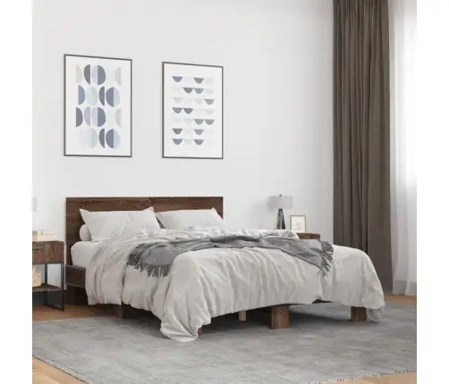 Voodiraam, Pruun Tamm, 120 X 200 cm Tehispuit Ja Metall