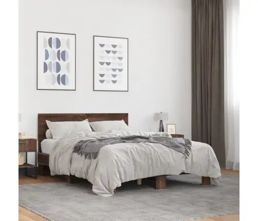 Gultas Rāmis, Brūna Ozola, 120X190Cm, Inženierijas Koks, Metāls Vidaxl Gultas Rāmis, Brūna Ozola, 120X190Cm, Inženierijas Koks, Metāls Vidaxl