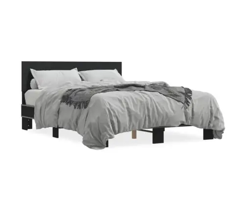 Gultas Rāmis, Melns, 135X190 Cm, Inženierijas Koks, Metāls Vidaxl