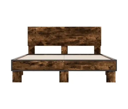 Gultas Rāmis, Ozola Krāsā, 135X190Cm, Inženierijas Koks, Metāls Vidaxl