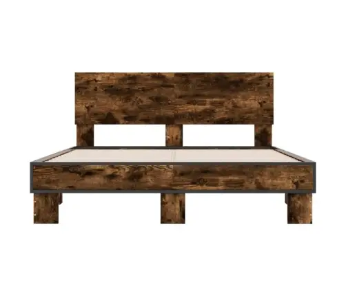 Gultas Rāmis, Ozola Krāsā, 140X190Cm, Inženierijas Koks, Metāls Vidaxl