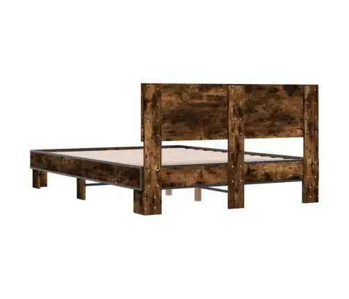 Gultas Rāmis, Ozola Krāsā, 140X190Cm, Inženierijas Koks, Metāls Vidaxl