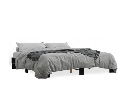 Lovos Rėmas, Juodas, 200X200cm Apdirbta Mediena Ir Metalas