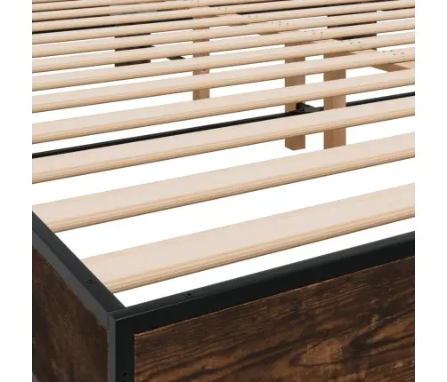 Voodiraam, Suitsutatud Tamm, 200 X 200 cm Tehispuit Ja Metall