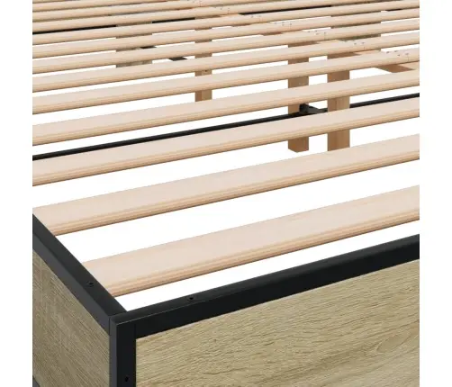 Gultas Rāmis, Ozola Krāsā, 180X200Cm, Inženierijas Koks, Metāls Vidaxl
