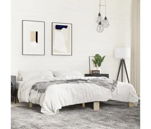 Gultas Rāmis, Ozola Krāsā, 180X200Cm, Inženierijas Koks, Metāls Vidaxl