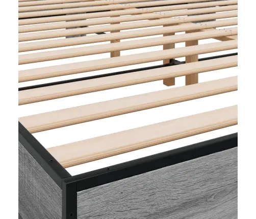 Voodiraam, Hall Sonoma Tamm, 180 X 200 cm Tehispuit Ja Metall