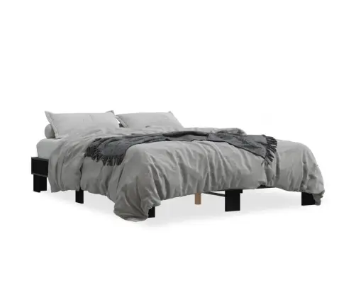 Voodiraam, Must, 150 X 200 cm Tehispuit Ja Metall