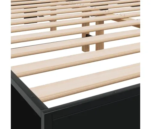 Voodiraam, Must, 150 X 200 cm Tehispuit Ja Metall