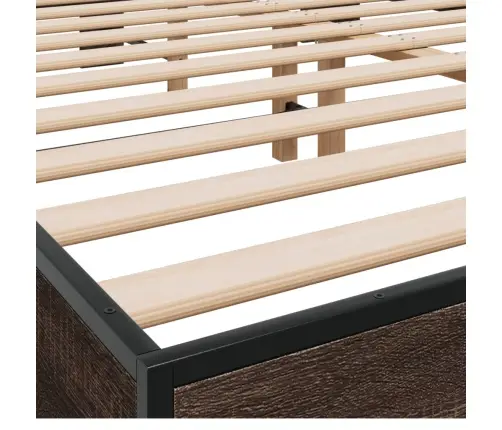 Gultas Rāmis, Brūna Ozola, 150X200Cm, Inženierijas Koks, Metāls Vidaxl