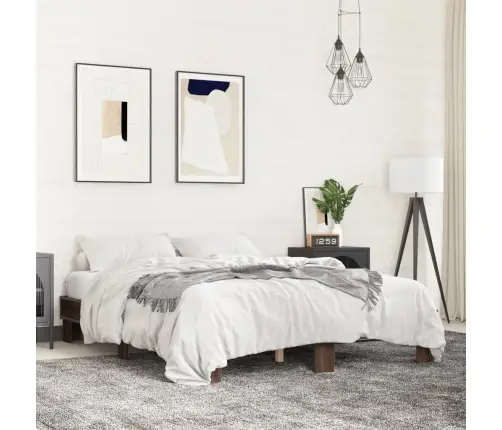 Gultas Rāmis, Brūna Ozola, 150X200Cm, Inženierijas Koks, Metāls Vidaxl