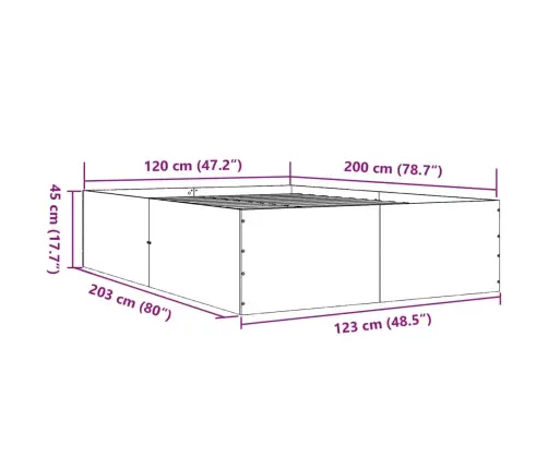 Voodiraam, Hall Sonoma Tamm, 120 X 200 cm Tehispuit
