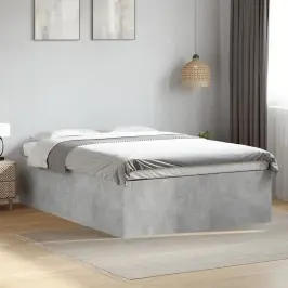 Gultas Rāmis, Betona Pelēks, 135X190 Cm, Inženierijas Koks Vidaxl